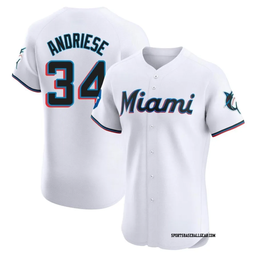 Matt Andriese Men's Miami Marlins White Elite Home Patch Jersey