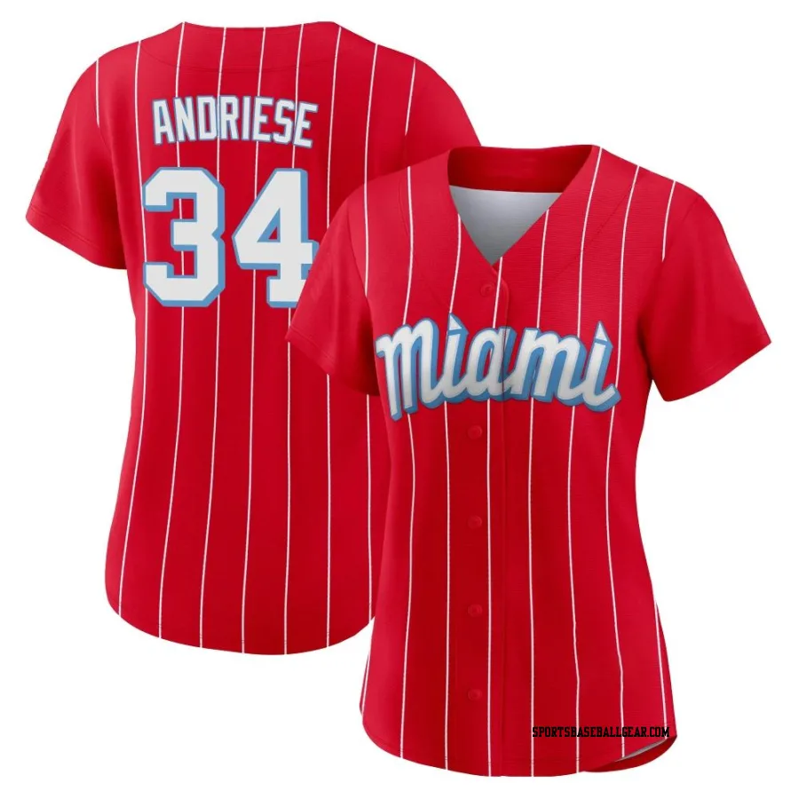 Matt Andriese Women's Miami Marlins Red Replica 2021 City Connect Jersey