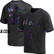 Matt Andriese Youth Miami Marlins Black Holographic Replica Alternate Jersey