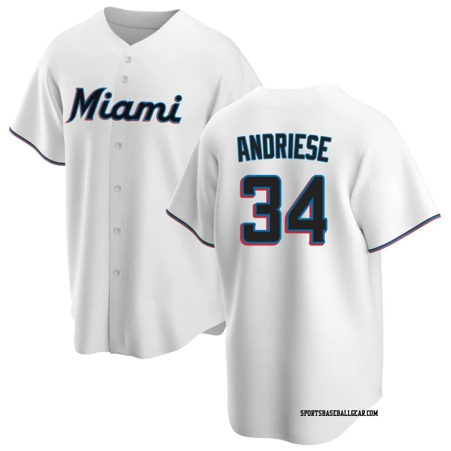 Matt Andriese Youth Miami Marlins White Replica Home Jersey