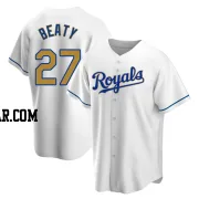 Matt Beaty Men's Kansas City Royals Gold Replica White Home Jersey