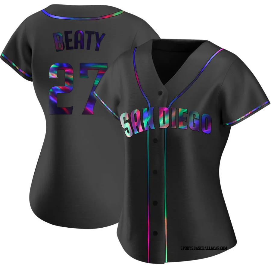 Matt Beaty Women's San Diego Padres Black Holographic Replica Alternate Jersey