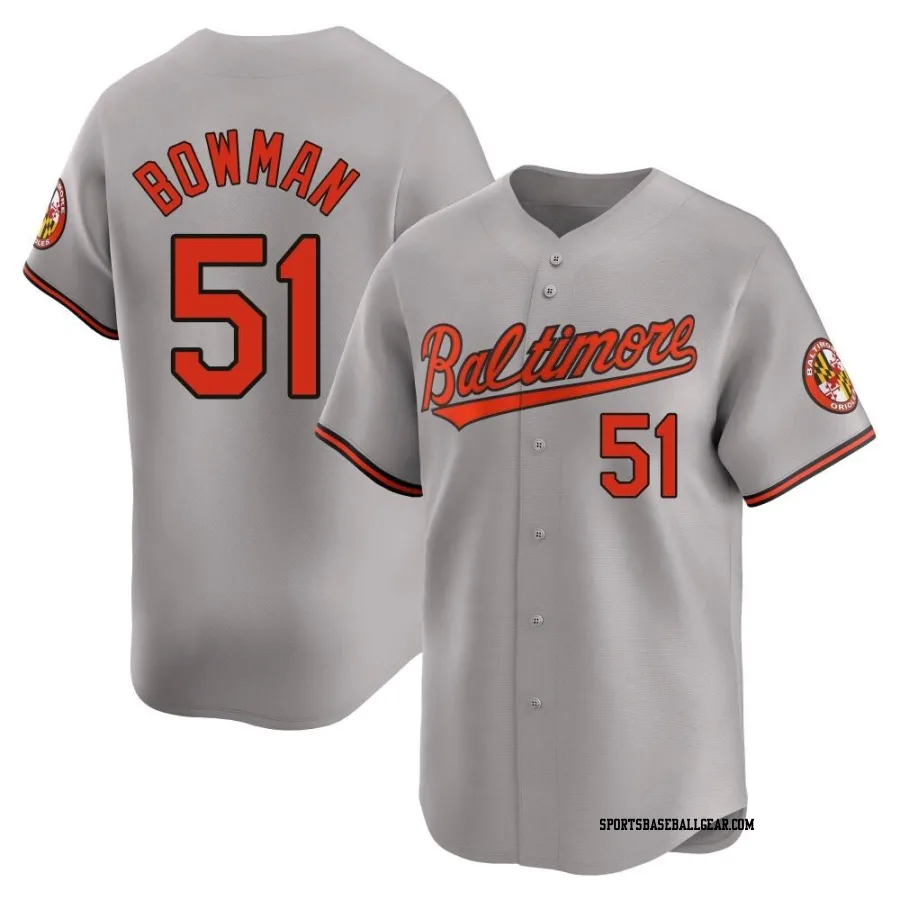 Matt Bowman Men's Baltimore Orioles Gray Limited Road Jersey