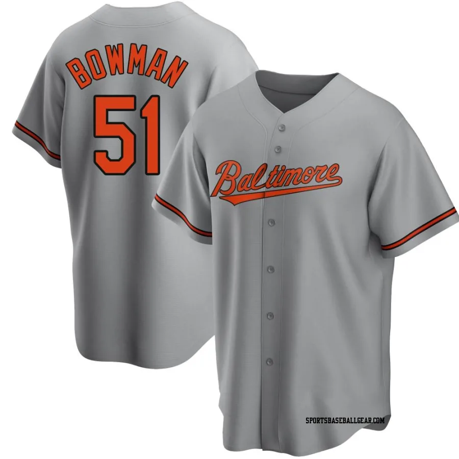 Matt Bowman Men's Baltimore Orioles Gray Replica Road Jersey