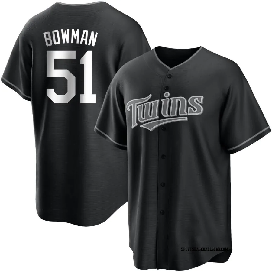 Matt Bowman Men's Minnesota Twins Black/White Replica Jersey