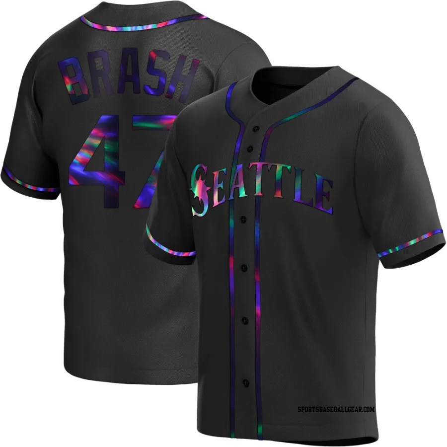 Matt Brash Youth Seattle Mariners Black Holographic Replica Alternate Jersey