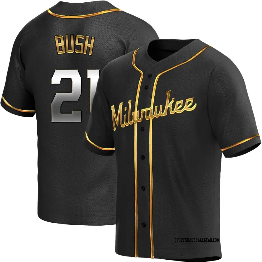 Matt Bush Men's Milwaukee Brewers Black Golden Replica Alternate Jersey