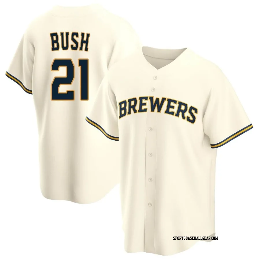 Matt Bush Men's Milwaukee Brewers Cream Replica Home Jersey