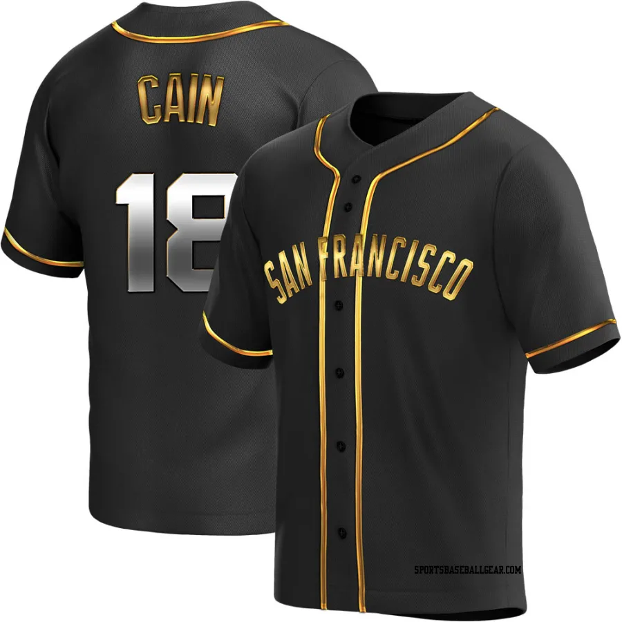 Matt Cain Men's San Francisco Giants Black Golden Replica Alternate Jersey