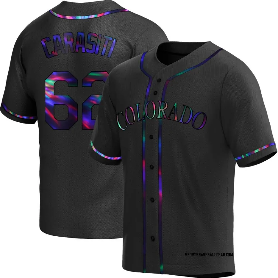 Matt Carasiti Men's Colorado Rockies Black Holographic Replica Alternate Jersey