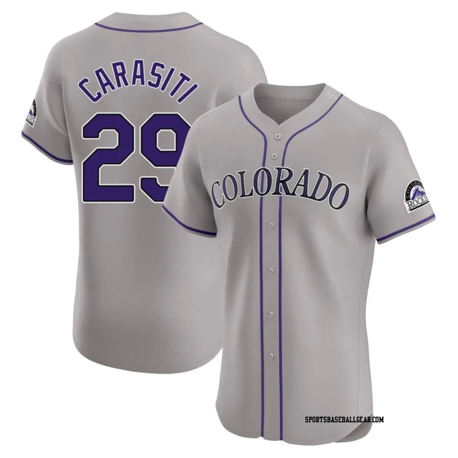 Matt Carasiti Men's Colorado Rockies Gray Elite Road Jersey