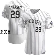 Matt Carasiti Men's Colorado Rockies White Authentic Home Jersey