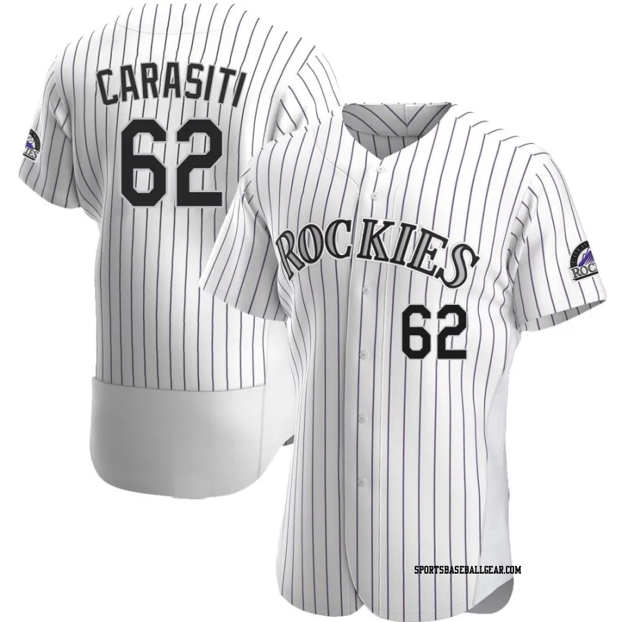 Matt Carasiti Men's Colorado Rockies White Authentic Home Jersey