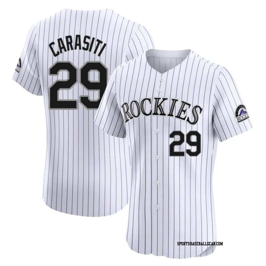 Matt Carasiti Men's Colorado Rockies White Elite Home Jersey