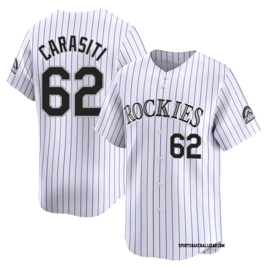 Matt Carasiti Men's Colorado Rockies White Limited Home Jersey