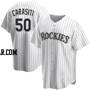 Matt Carasiti Men's Colorado Rockies White Replica Home Jersey