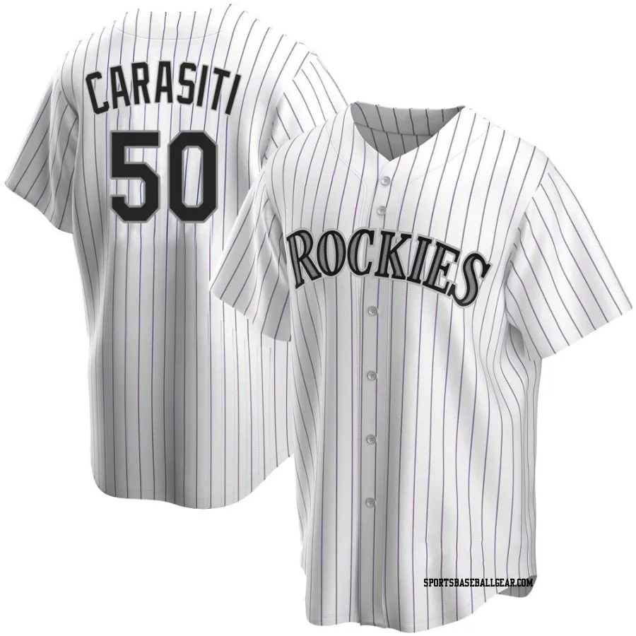 Matt Carasiti Men's Colorado Rockies White Replica Home Jersey