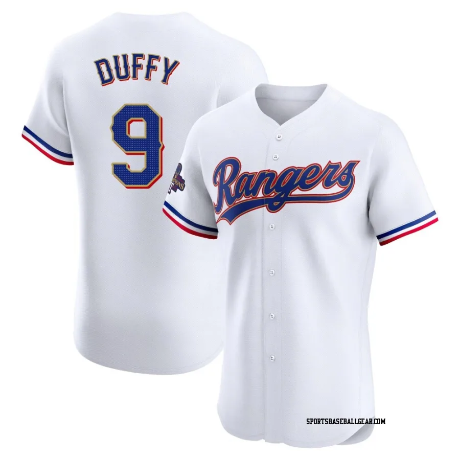 Matt Duffy Men's Texas Rangers Gold Elite White 2024 Collection Jersey