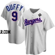 Matt Duffy Men's Texas Rangers White Replica Home Cooperstown Collection 2023 World Series Jersey