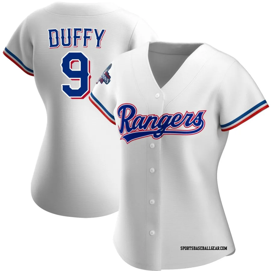 Matt Duffy Women's Texas Rangers White Replica Home 2023 World Series Champions Jersey