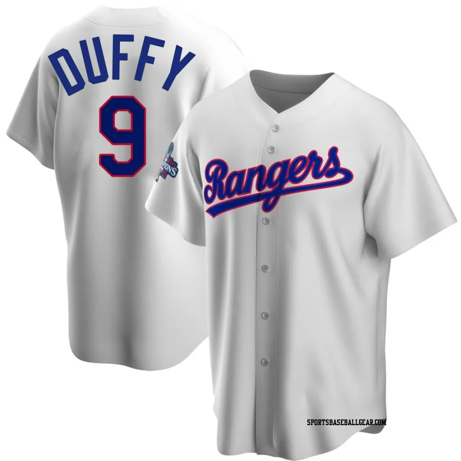 Matt Duffy Youth Texas Rangers White Replica Home Cooperstown Collection 2023 World Series Champions Jersey