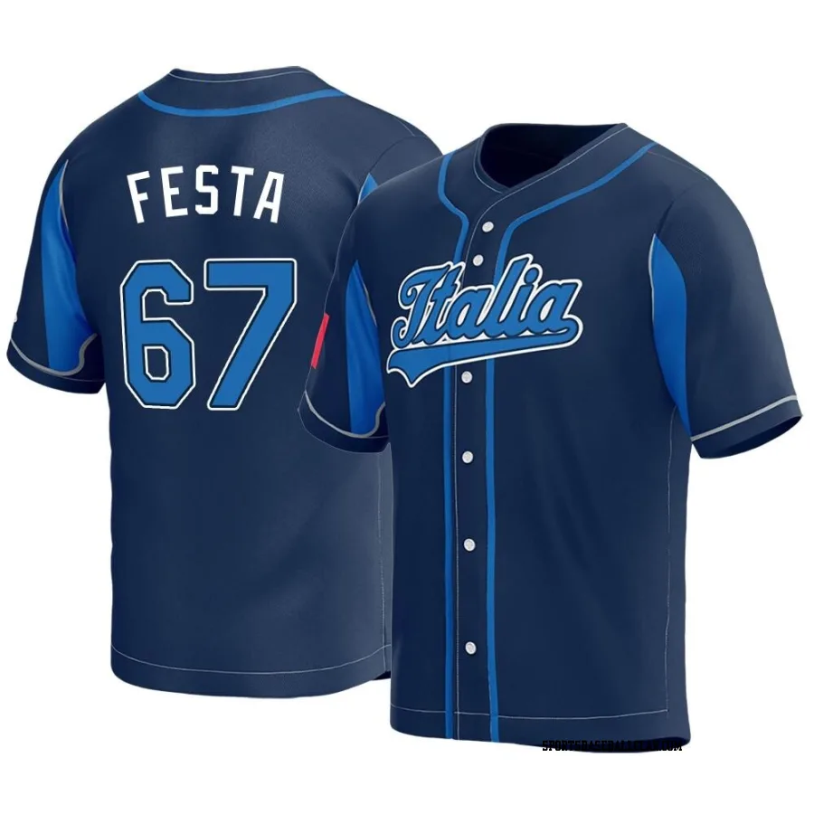 Matt Festa Men's Italy Baseball Navy Replica 2023 World Baseball Classic Jersey