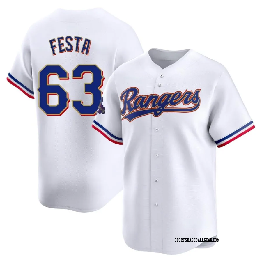 Matt Festa Men's Texas Rangers Gold Limited White 2024 Collection Jersey