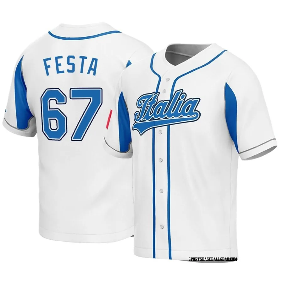 Matt Festa Youth Italy Baseball White Replica 2023 World Baseball Classic Jersey