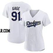 Matt Gage Women's Los Angeles Dodgers White/Gold Authentic 2021 Gold Program Player Jersey