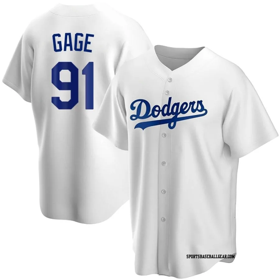 Matt Gage Youth Los Angeles Dodgers White Replica Home Jersey