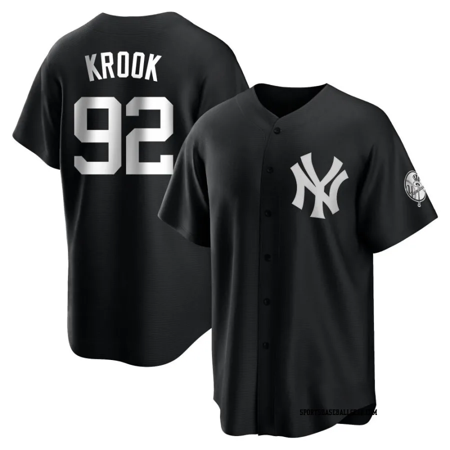 Matt Krook Men's New York Yankees Black/White Replica Jersey