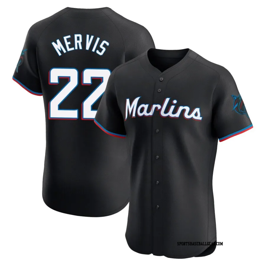 Matt Mervis Men's Miami Marlins Black Elite Alternate Vapor Premier Jersey