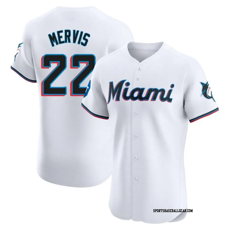 Matt Mervis Men's Miami Marlins White Elite Home Patch Jersey