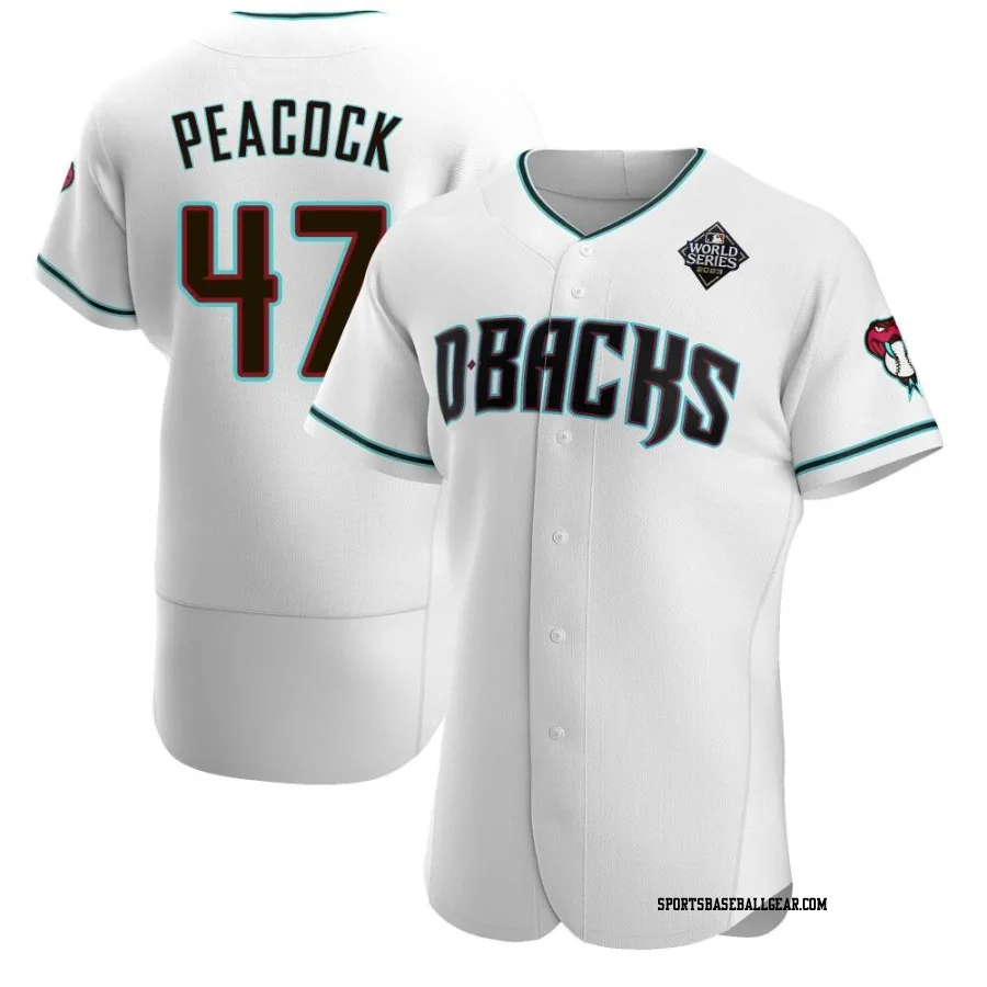 Matt Peacock Men's Arizona Diamondbacks White Authentic Teal Alternate 2023 World Series Jersey