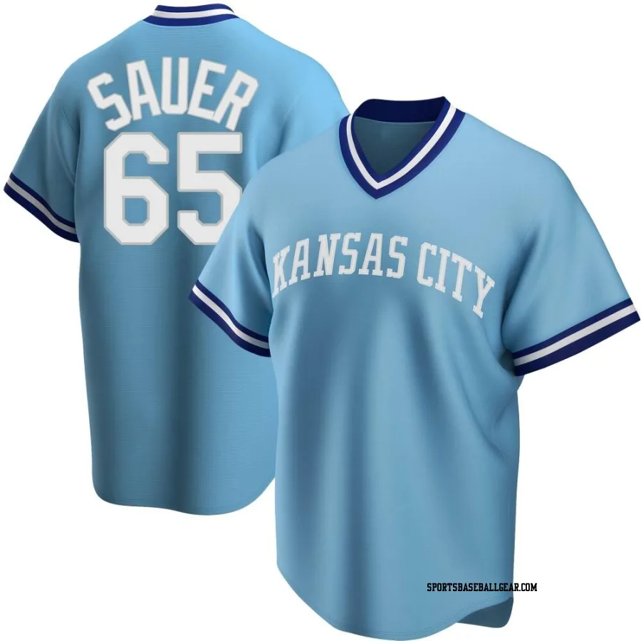 Matt Sauer Men's Kansas City Royals Light Blue Replica Road Cooperstown Collection Jersey