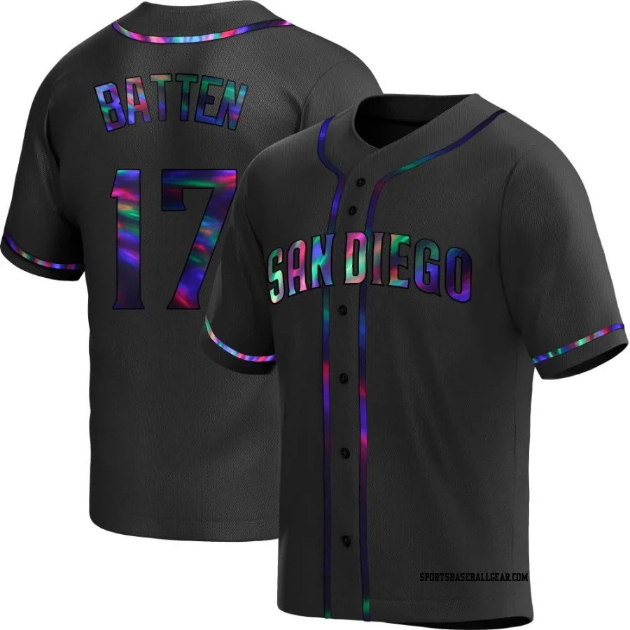 Matthew Batten Men's San Diego Padres Black Holographic Replica Alternate Jersey