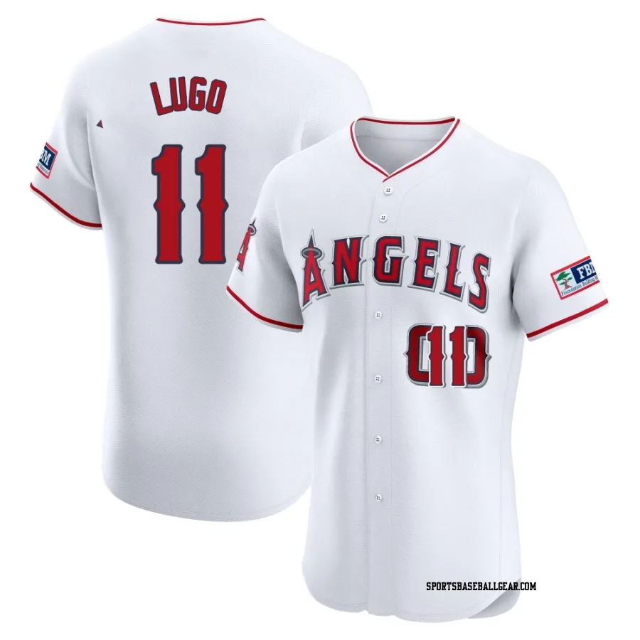 Matthew Lugo Men's Los Angeles Angels White Elite Home Patch Jersey