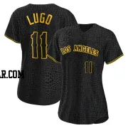 Matthew Lugo Women's Los Angeles Angels Black Authentic Snake Skin City Jersey