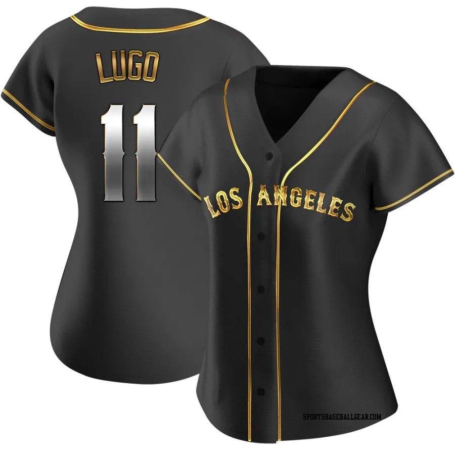 Matthew Lugo Women's Los Angeles Angels Black Golden Replica Alternate Jersey