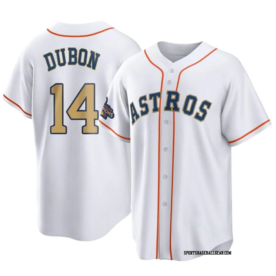 Mauricio Dubon Men's Houston Astros Gold Replica White 2023 Collection Jersey