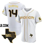 Mauricio Dubon Men's Houston Astros White/Gold Authentic 2023 Space City Ready 2 Reign Flex Base Jersey