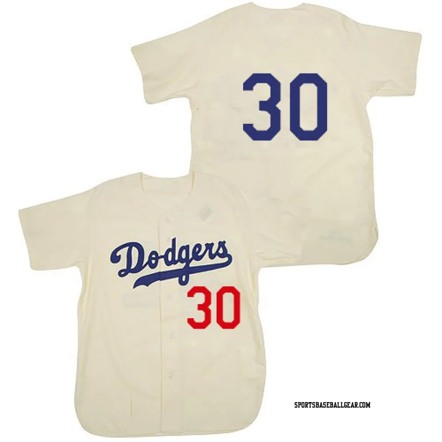 Maury Wills Men's Los Angeles Dodgers Cream Authentic 1955 Throwback Jersey