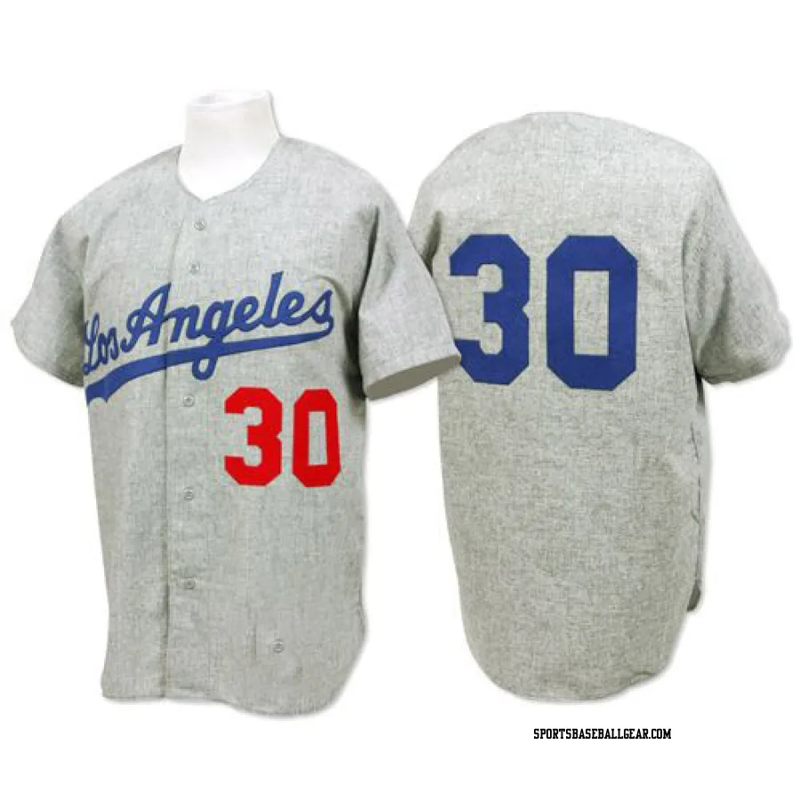 Maury Wills Men's Los Angeles Dodgers Grey Authentic 1963 Throwback Jersey