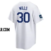 Maury Wills Men's Los Angeles Dodgers White Replica 2024 World Tour Seoul Series Home Jersey