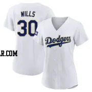 Maury Wills Women's Los Angeles Dodgers White/Gold Authentic 2021 Gold Program Player Jersey