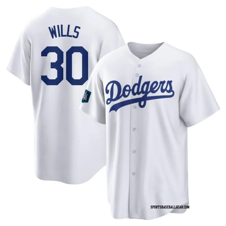 Maury Wills Youth Los Angeles Dodgers White Replica 2024 World Tour Seoul Series Home Jersey