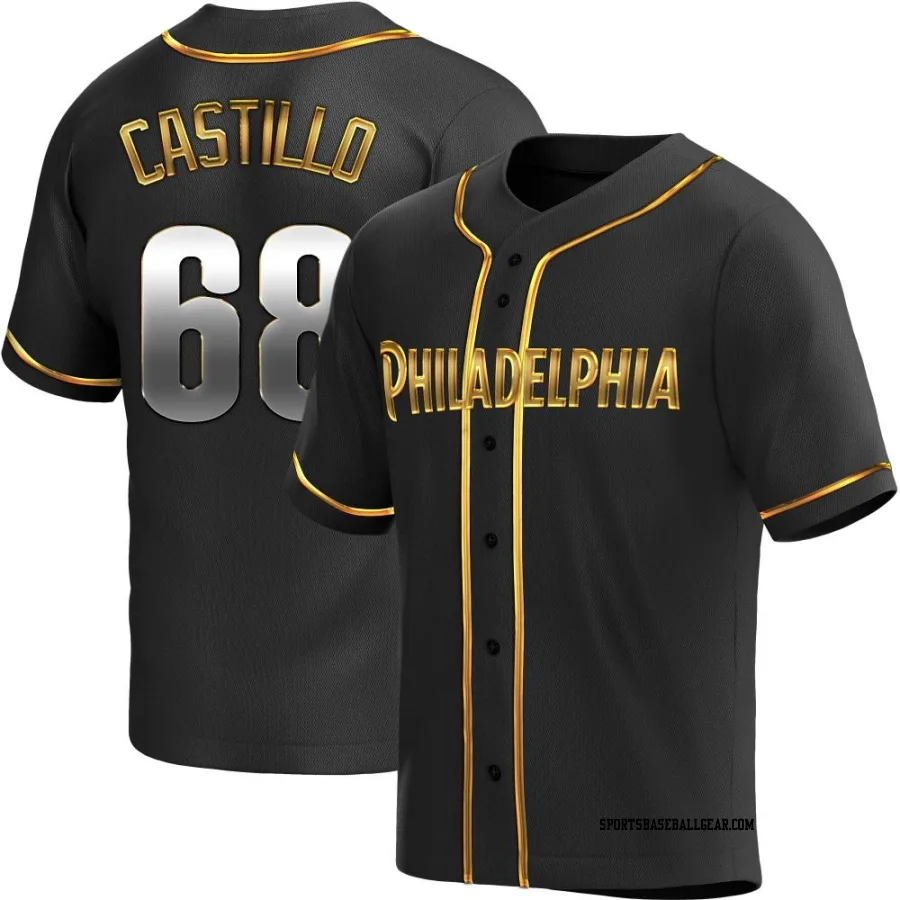 Max Castillo Men's Philadelphia Phillies Black Golden Replica Alternate Jersey