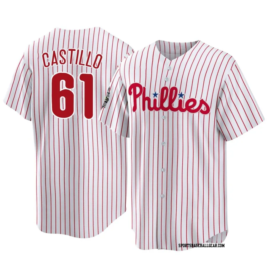 Max Castillo Men's Philadelphia Phillies White Replica 2022 World Series Home Jersey