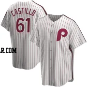 Max Castillo Men's Philadelphia Phillies White Replica Home Cooperstown Collection Jersey