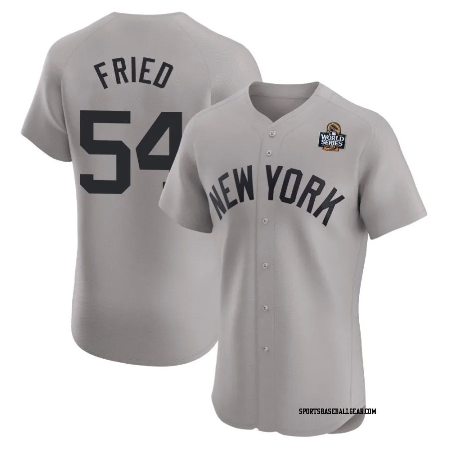 Max Fried Men's New York Yankees Gray Elite Road 2024 World Series Jersey